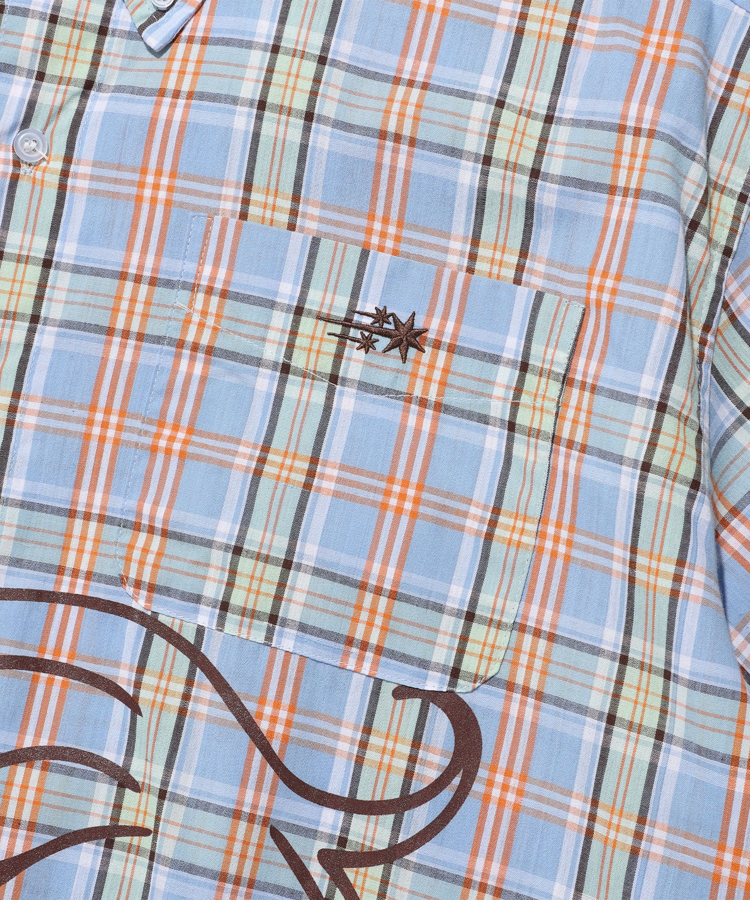 niceghostclub angel check big big half shirt [blue]