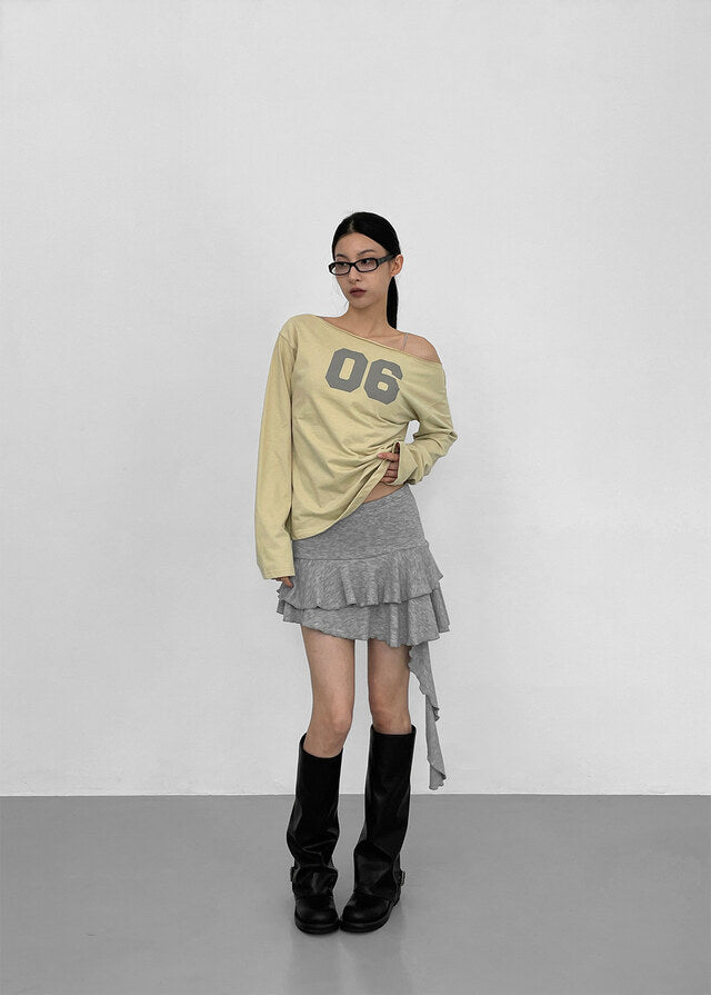[kr] Periti Boatneck Print Long Sleeve T-shirt / 3colors