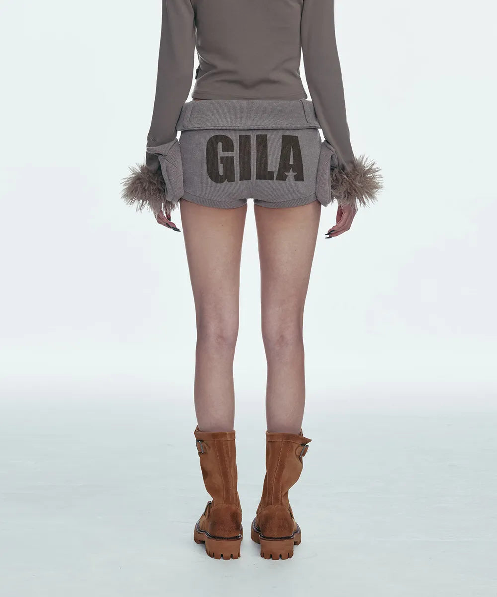 GILA ARCHIVE BOLD LOGO POCKET KNIT SHORTS_BROWN