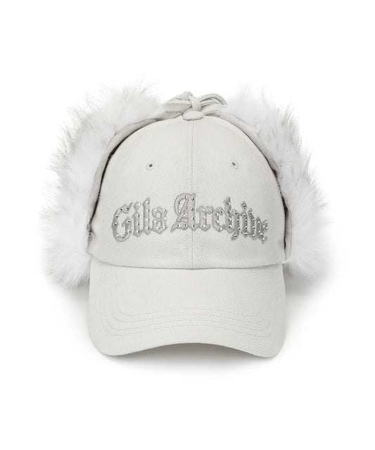 GILA ARCHIVE FAUX FUR HOTFIX LOGO EARFLAP CAP_GREY