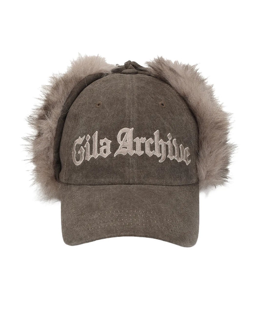 GILA ARCHIVE FAUX FUR LOGO EARFLAP CAP_BROWN