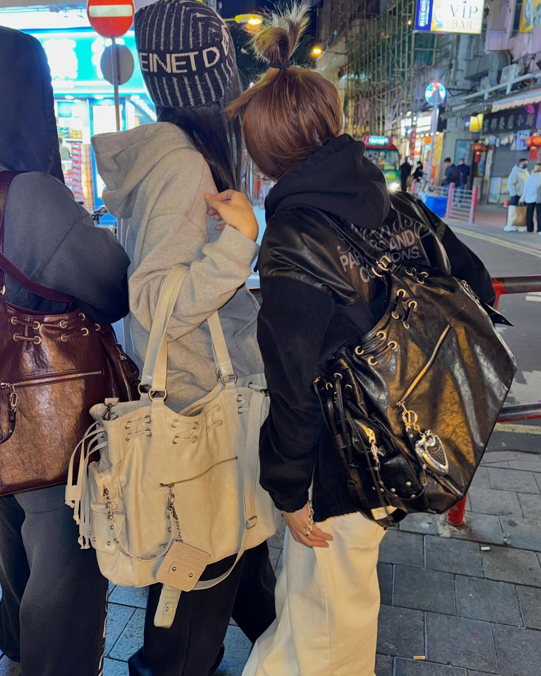 DEINET NEW STUD STRING BIG BAG IN ASH BEIGE