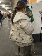 [DEINET] BELTED POCKET SHOULDER BAG IN BEIGE