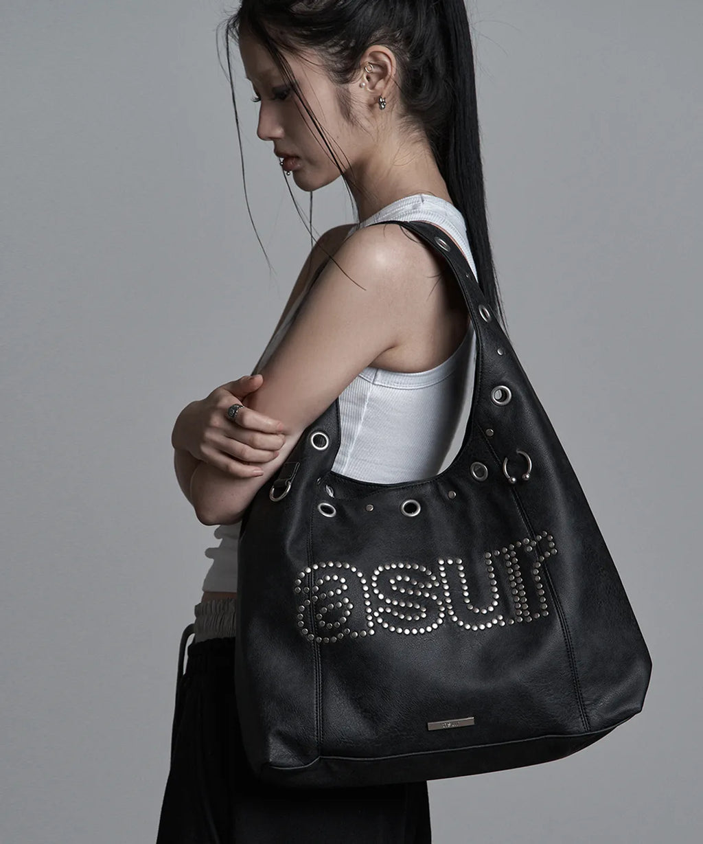 AS YOU ARE CRASH EYELET SHOULDER BAG - BLACK