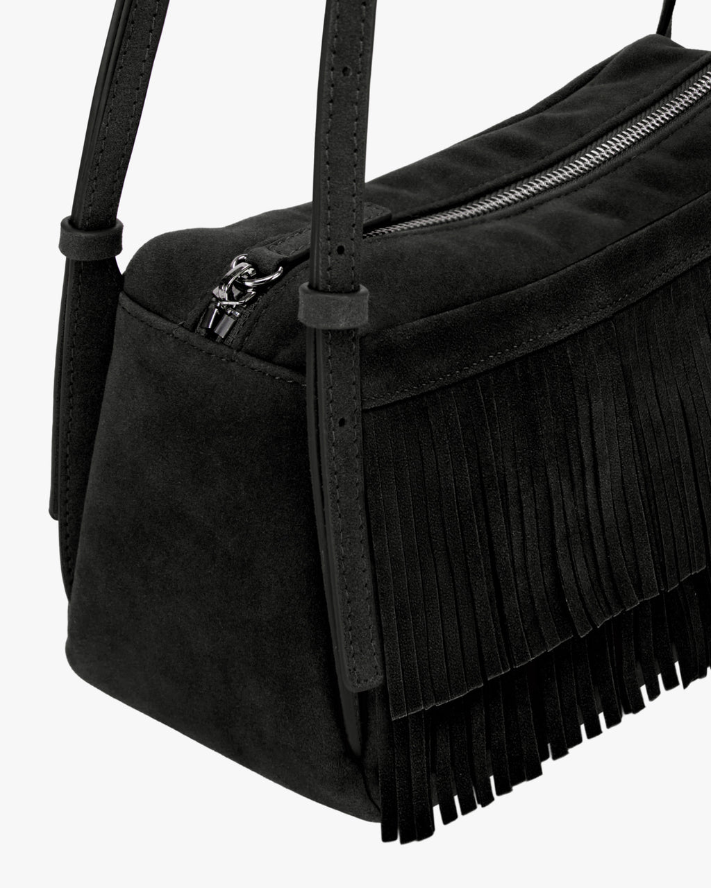 FINDKAPOOR MONO FRINGE BAG 24 - SUEDE BLACK