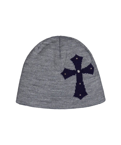 SETUPEXE CROSS STUDDED BEANIE / MELANGE GRAY
