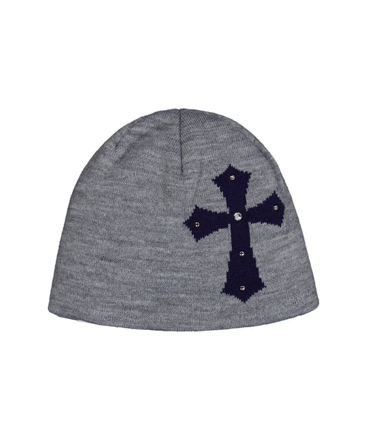 SETUPEXE CROSS STUDDED BEANIE / MELANGE GRAY