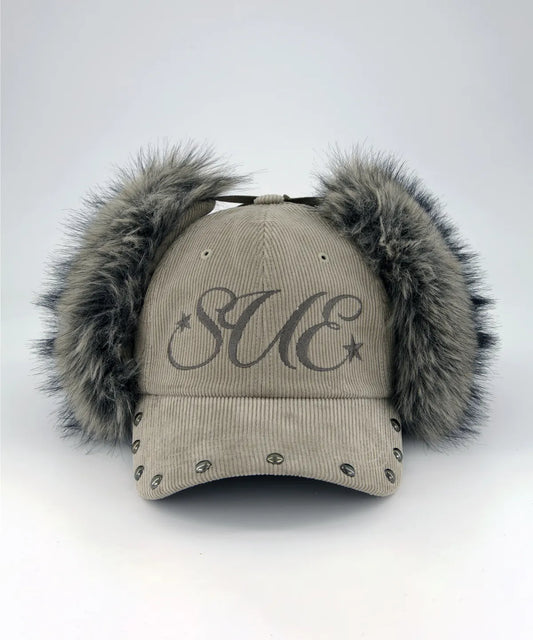 SETUPEXE CORDUROY FUR EARFLAP CAP / BEIGE