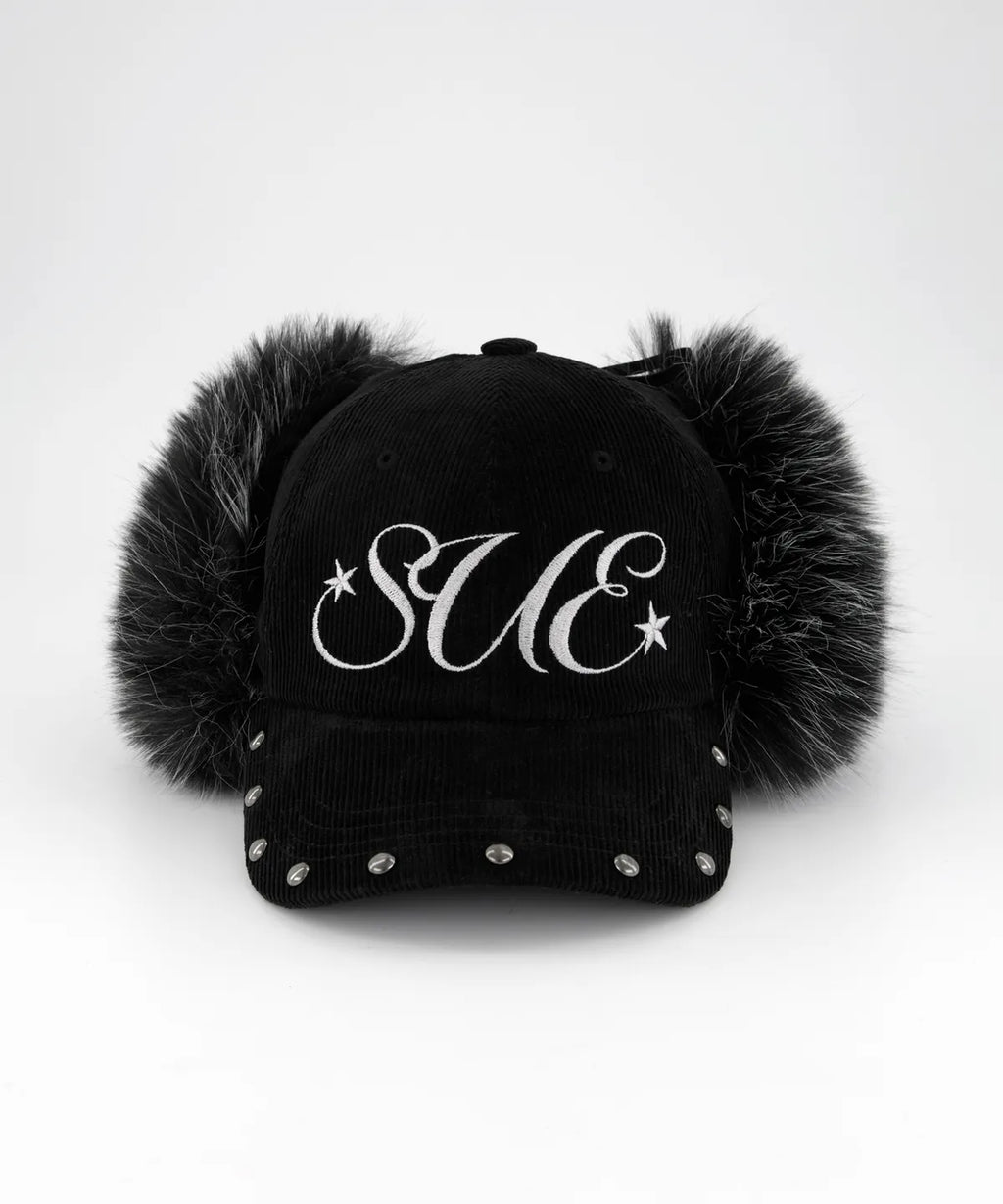 SETUPEXE CORDUROY FUR EARFLAP CAP / BLACK