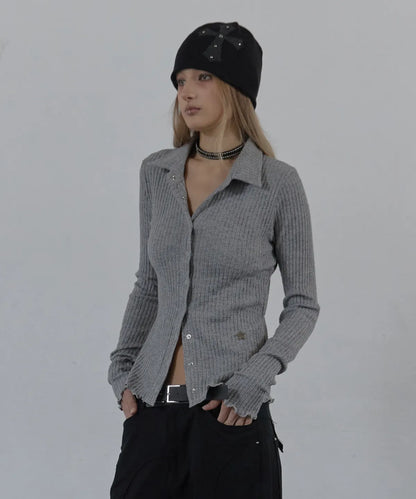 SETUPEXE SNAP GOLGI SHIRT / MELANGE GRAY