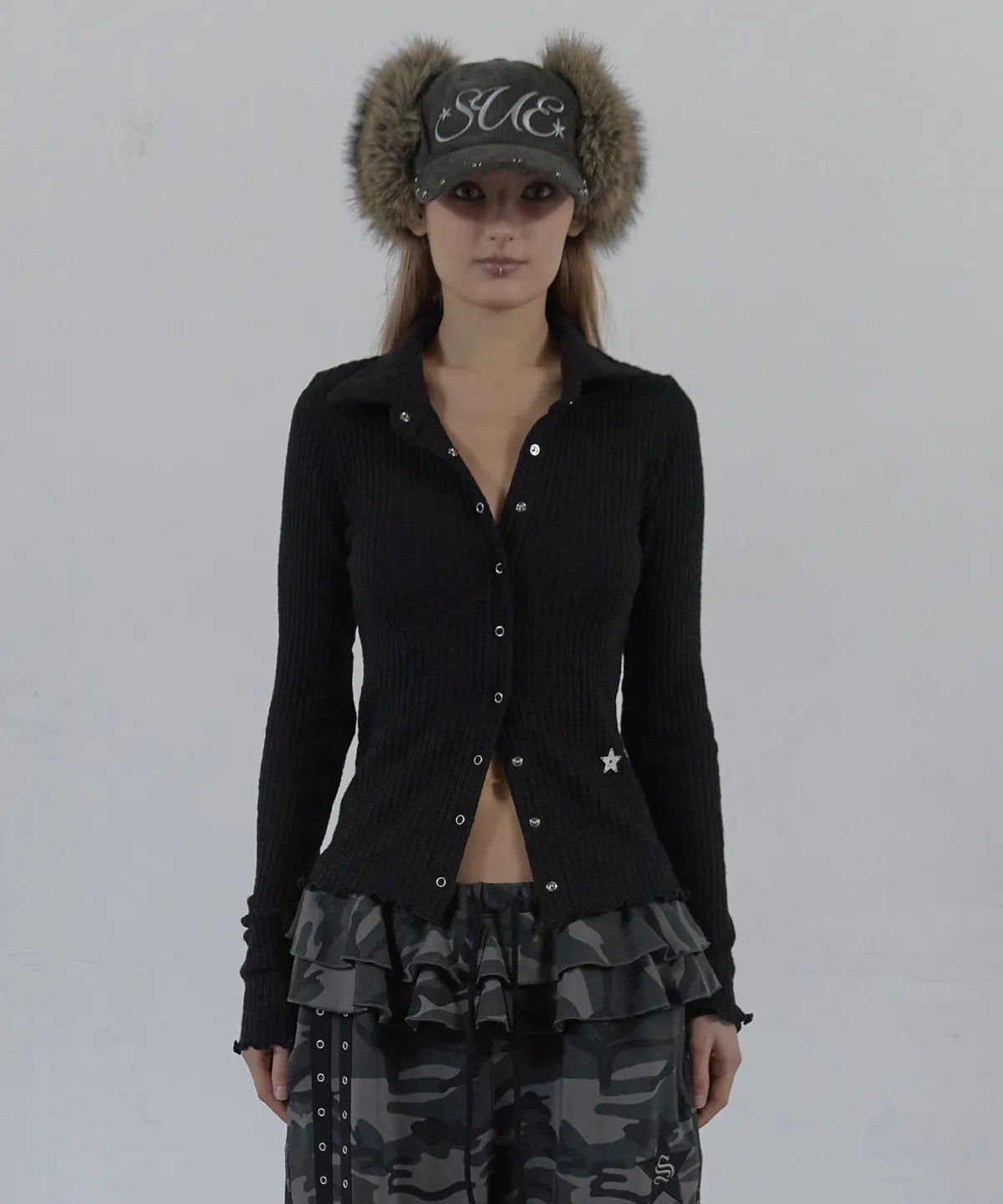 SETUPEXE SNAP GOLGI SHIRT / BLACK