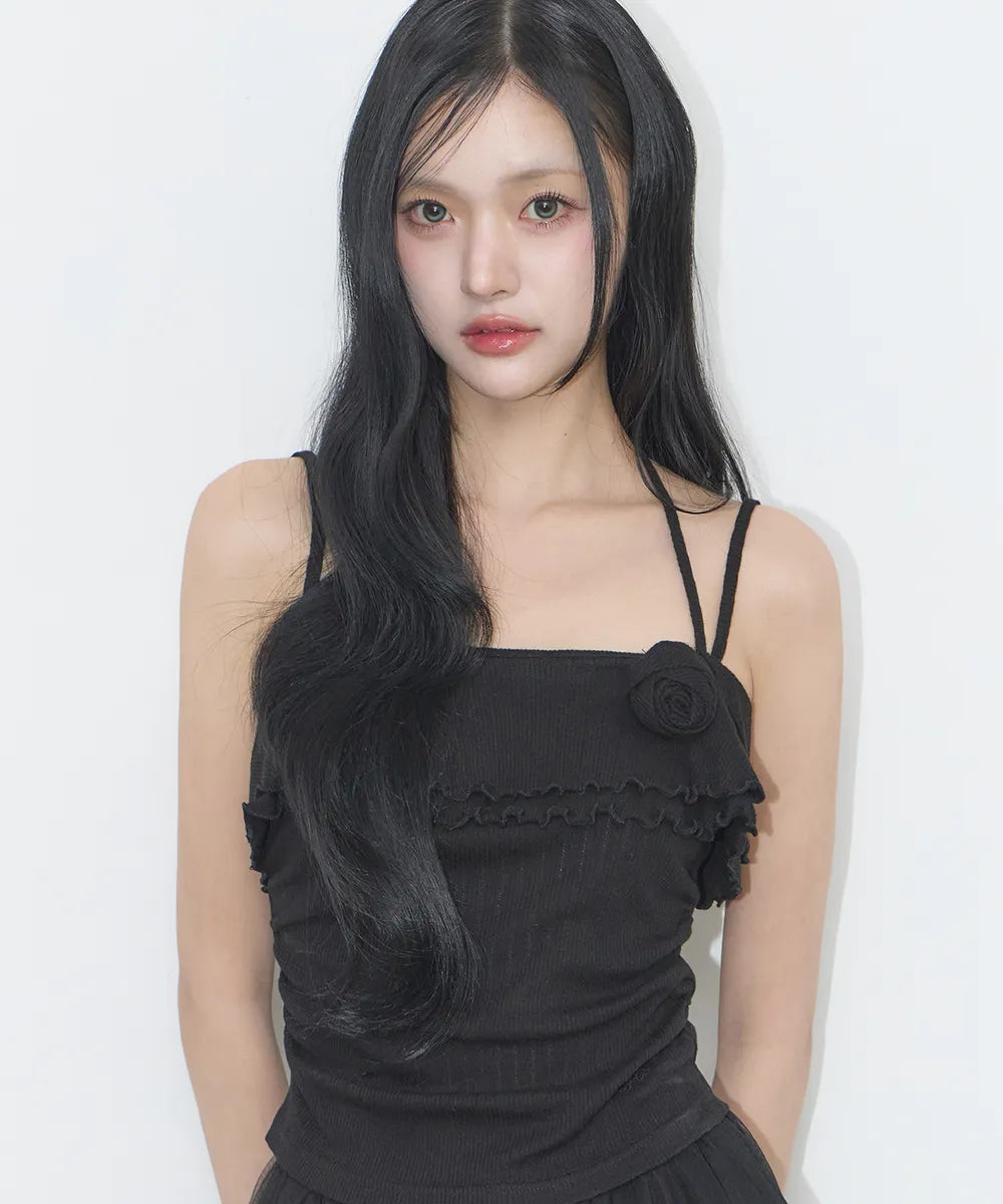 [ILLIGO] ROSE RUFFLE SLEEVELESS_4 COLORS
