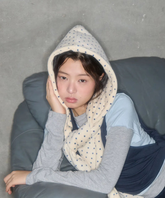 STRIPE HOOD MUFFLER_IVORY