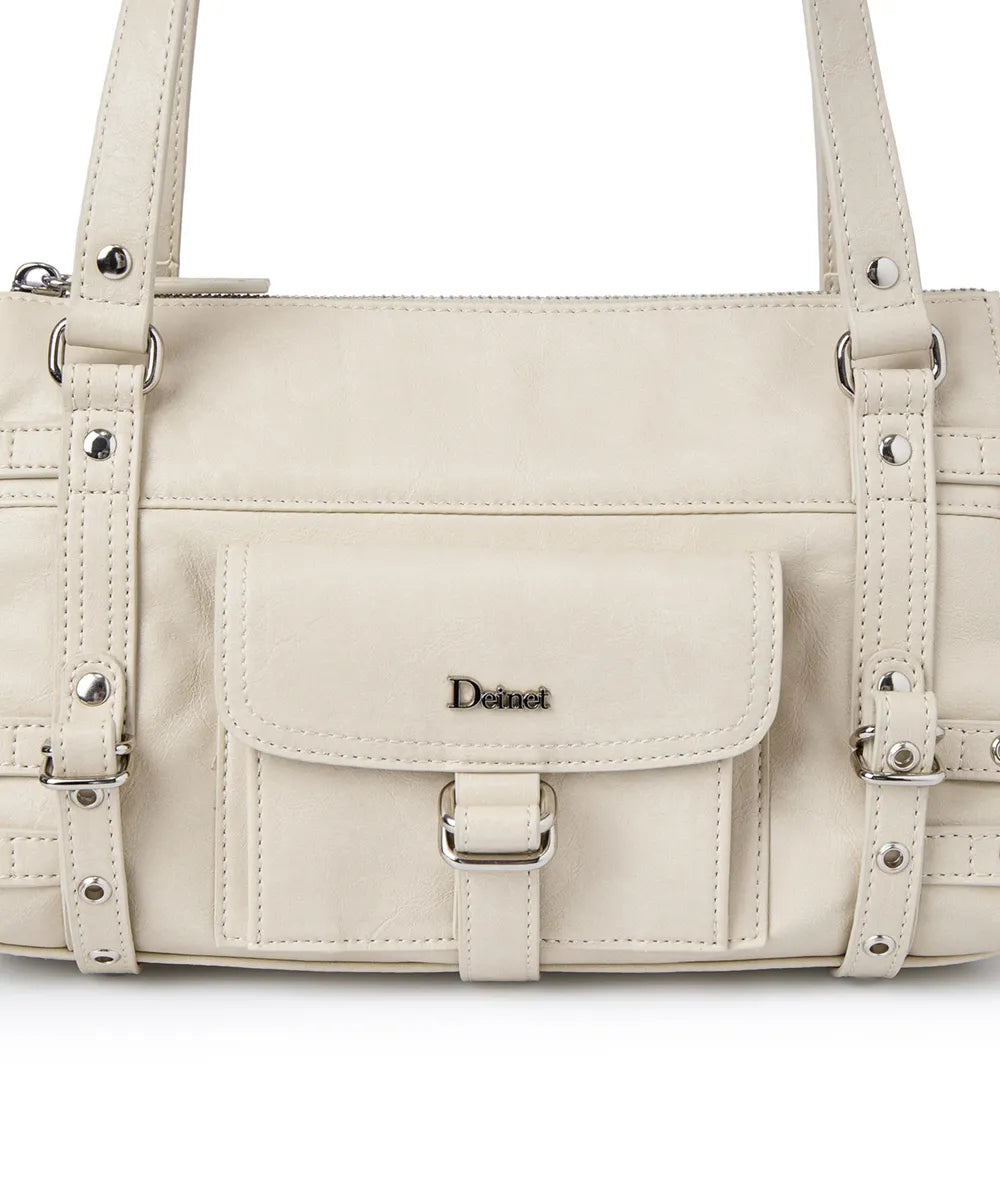 [DEINET] BELTED POCKET MINI SHOULDER BAG IN BEIGE