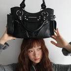 IUGA Studded Leather Mini Shoulder Bag (Black)