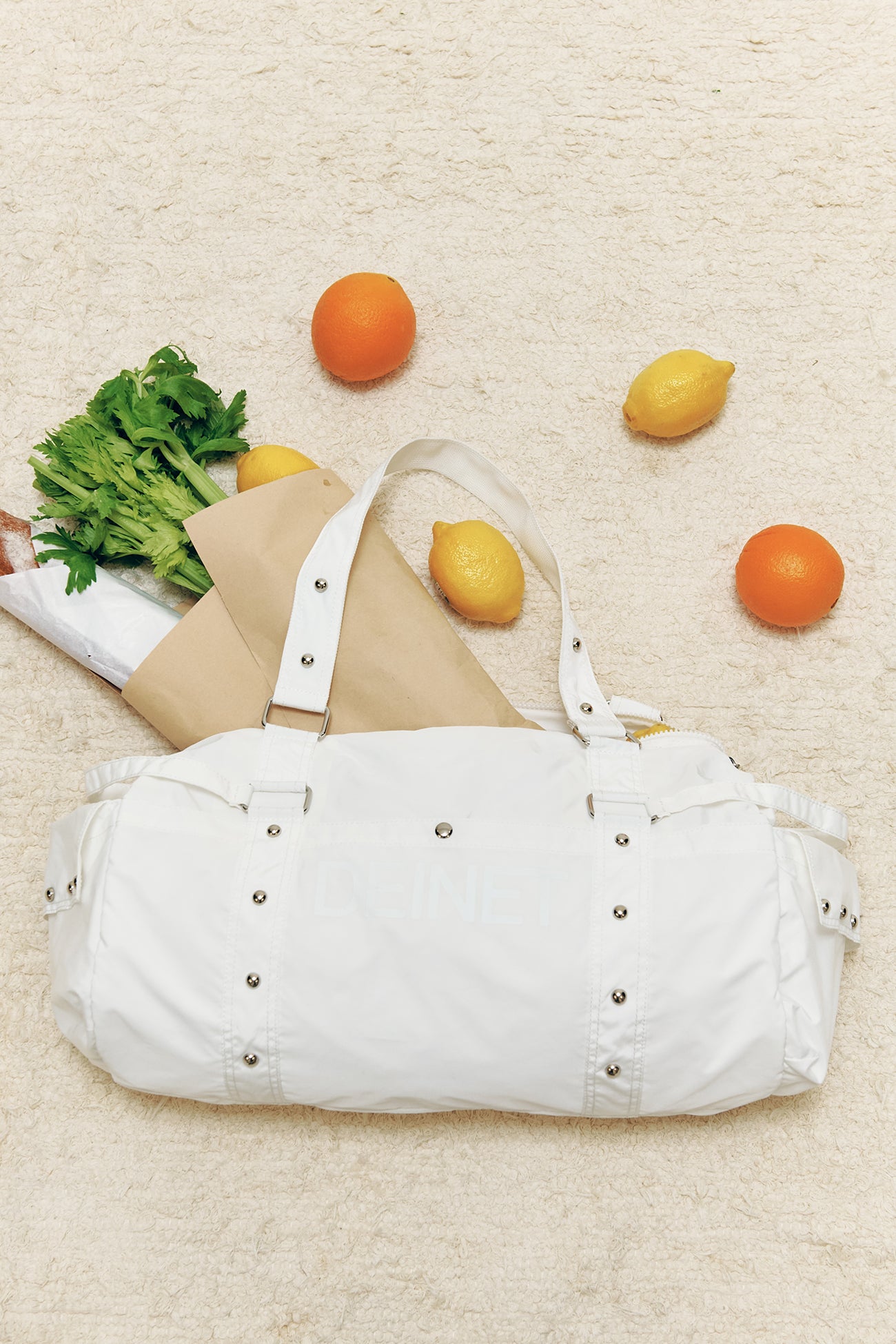 DEINET LOGO DUFFLE BAG IN WHITE