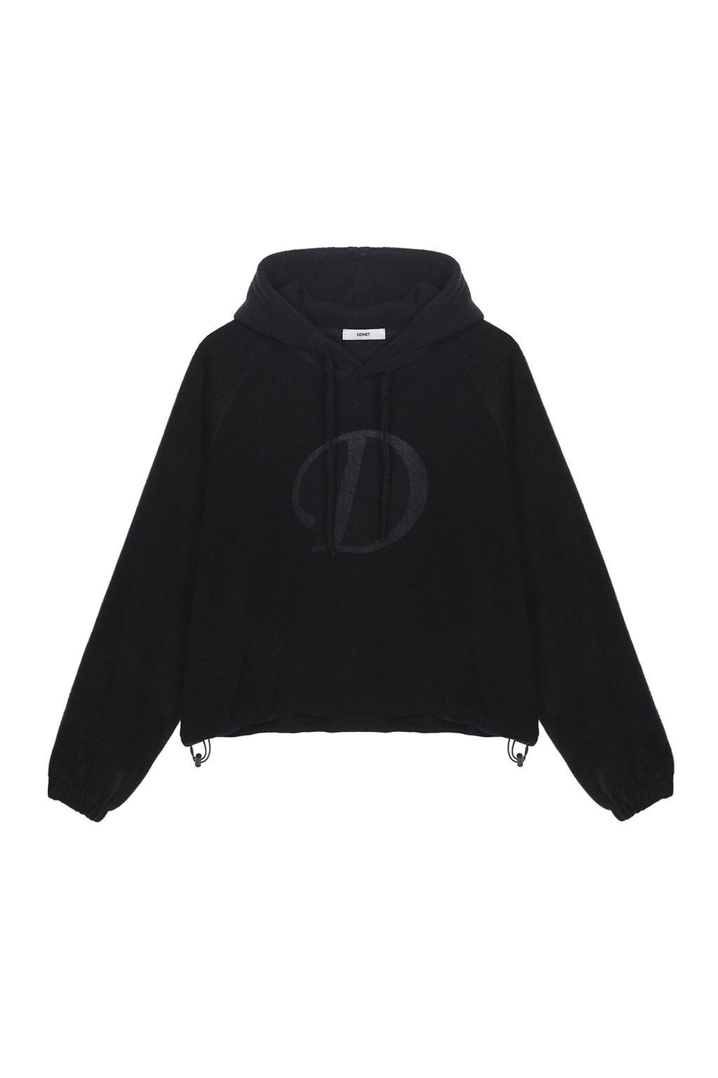 DEINET SMOOTH D LOGO HOODIE IN IVORY / BLACK