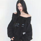 ILLIGO PURE BOW OFF SHOULDER SWEATSHIRT BLACK