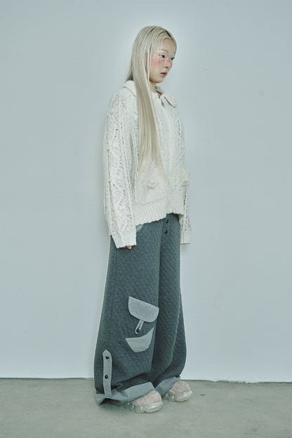 hugyourskin Popcorn knit zip-up (Butter)