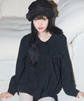 [illigo] RIBBON PLEATS BLOUSE_BLACK