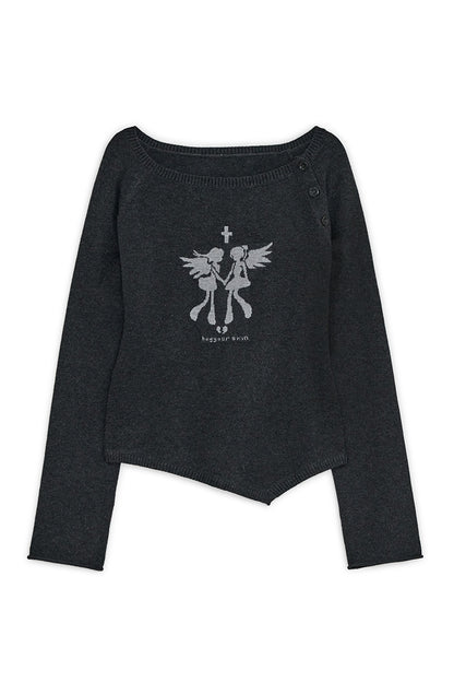 hugyourskin Fallen angel button knit top (Charcoal)