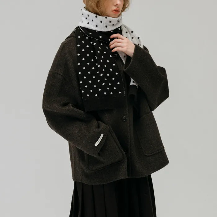 NEWYORKWORKS EMBROIDERY DOT DOUBLE SIDED MUFFLER_BLACK