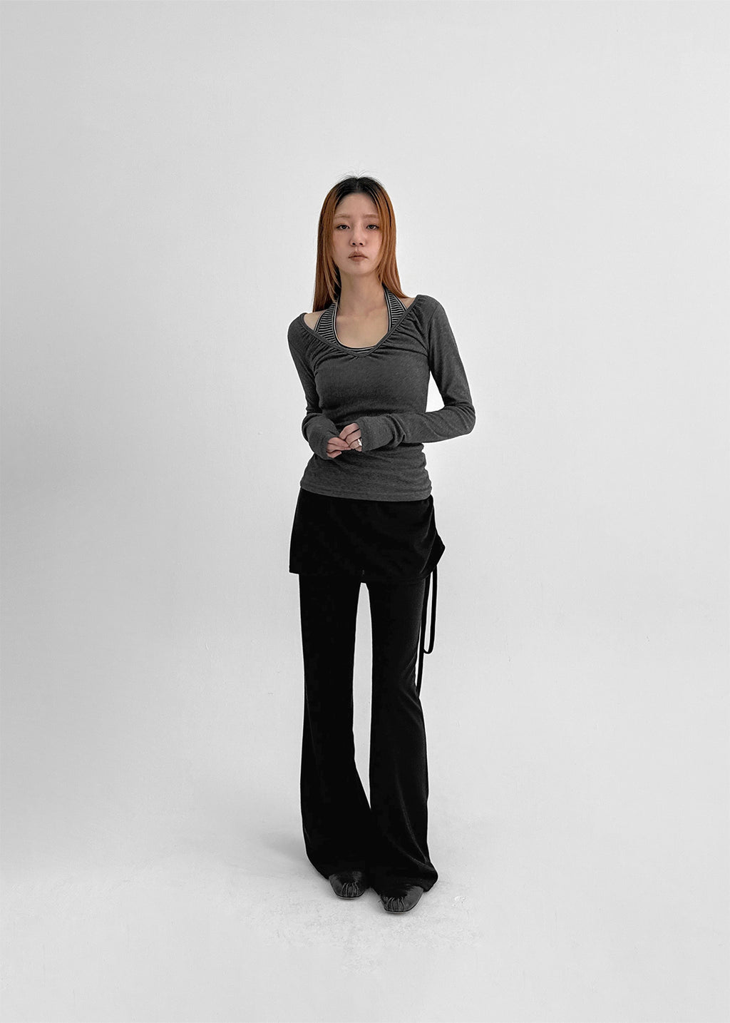 Levi Shirring Banded Skirt Pants - 2colors