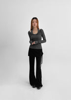 Levi Shirring Banded Skirt Pants - 2colors