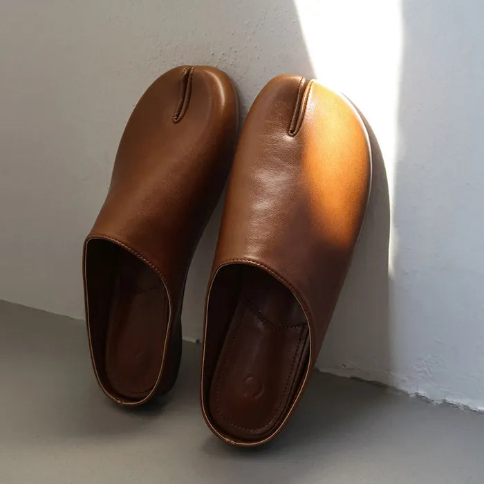 PAES Round Low Flat Mule - Brown