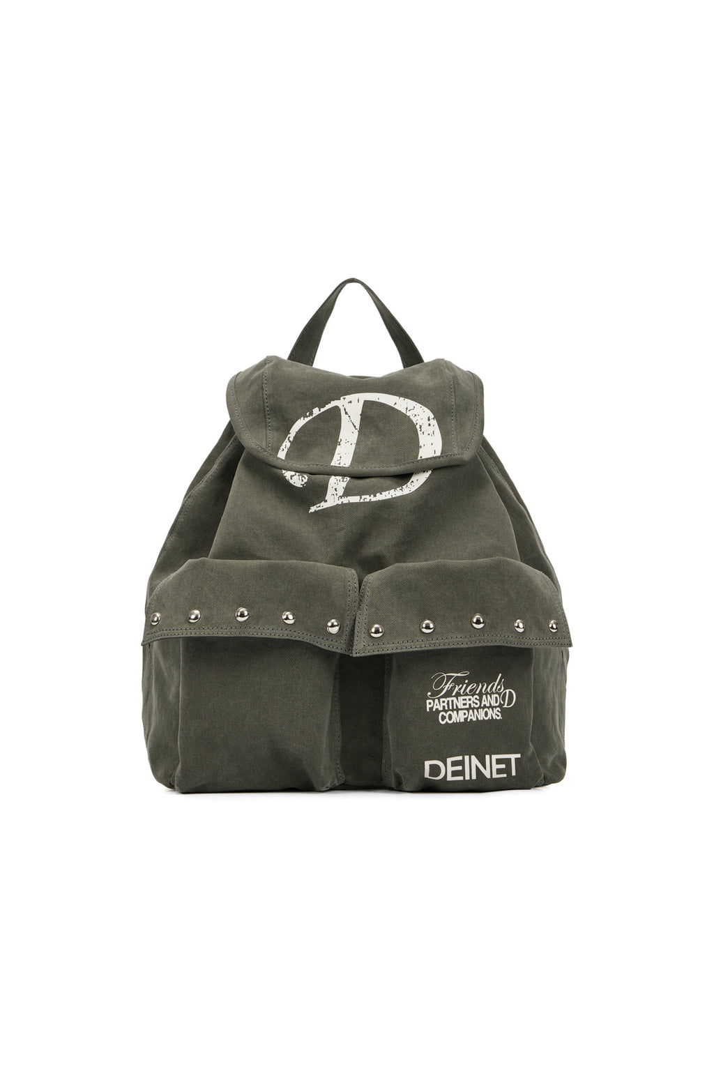 DEINET D & FRIENDS STUD POCKET BACKPACK IN KHAKI