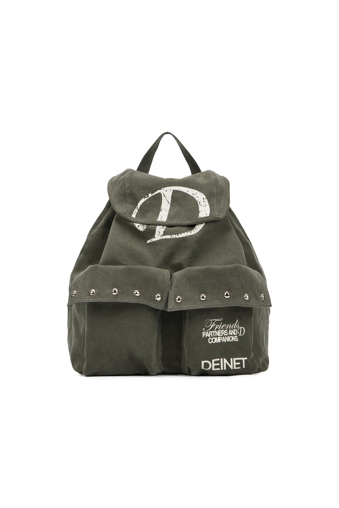DEINET D & FRIENDS STUD POCKET BACKPACK IN KHAKI