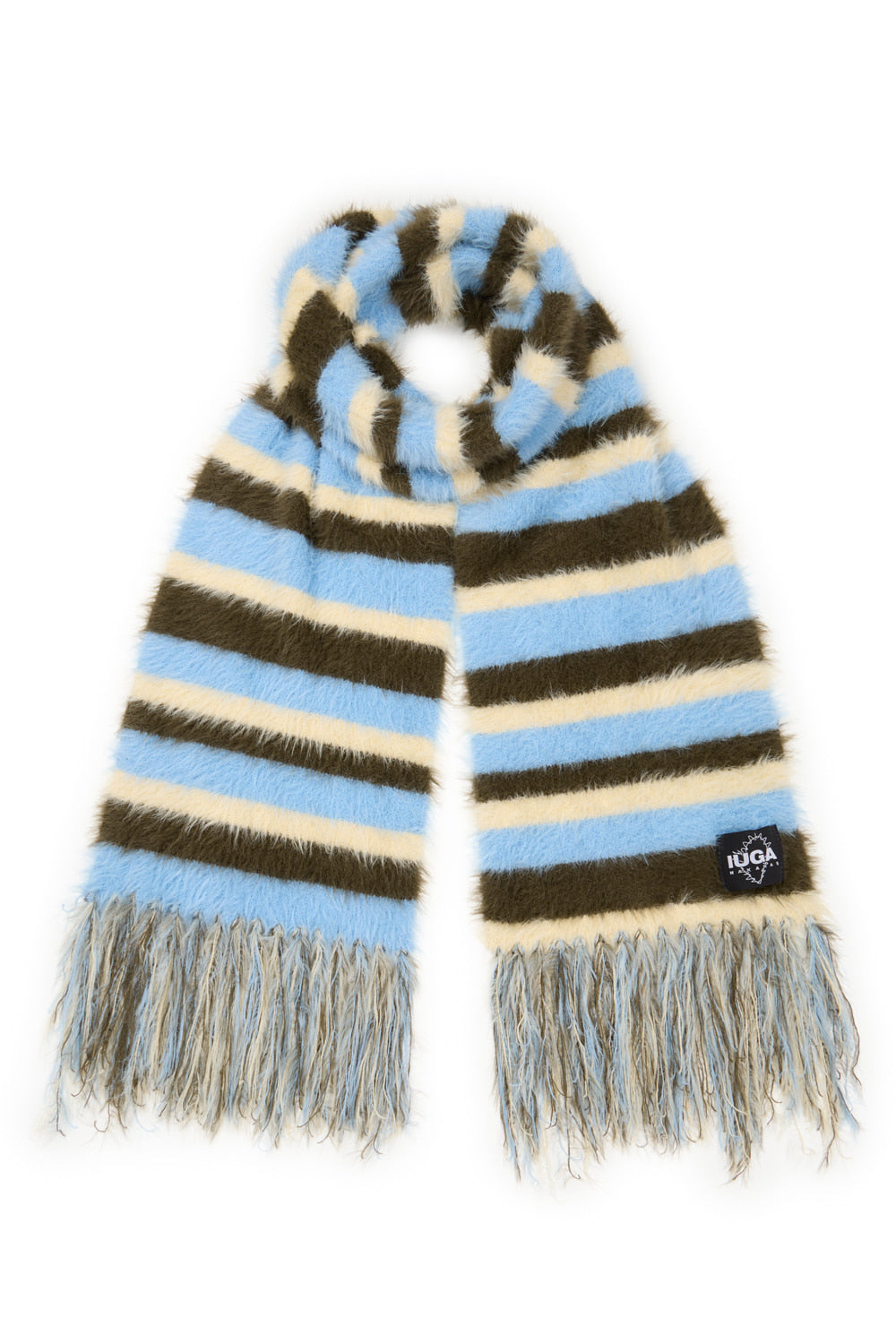 IUGA Striped Hairy Bold Muffler (Sky Blue)