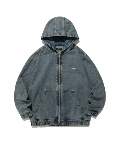 niceghostclub  STUD DENIM HOODIE JACKET [BLUE]