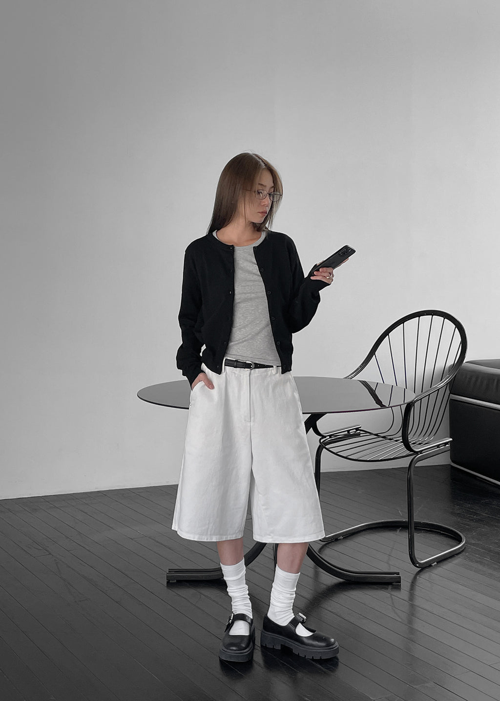 韓國製造 Round Cardigan / Black