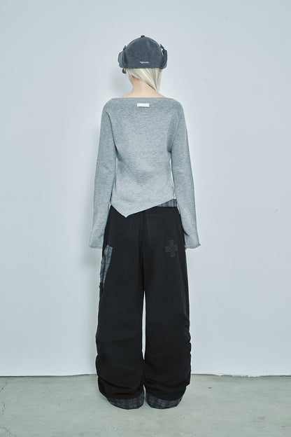 hugyourskin Fallen angel button knit top (Grey)