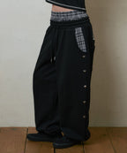 LSC LAYERED STAR STUD WIDE SWEAT PANT (BLACK)