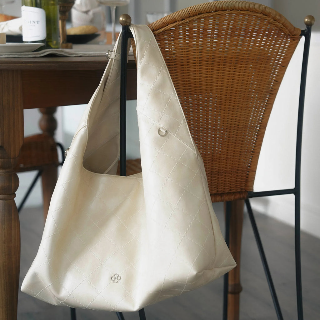 Heeari Margot Leather Quilted Shoulder Bag - Ivory