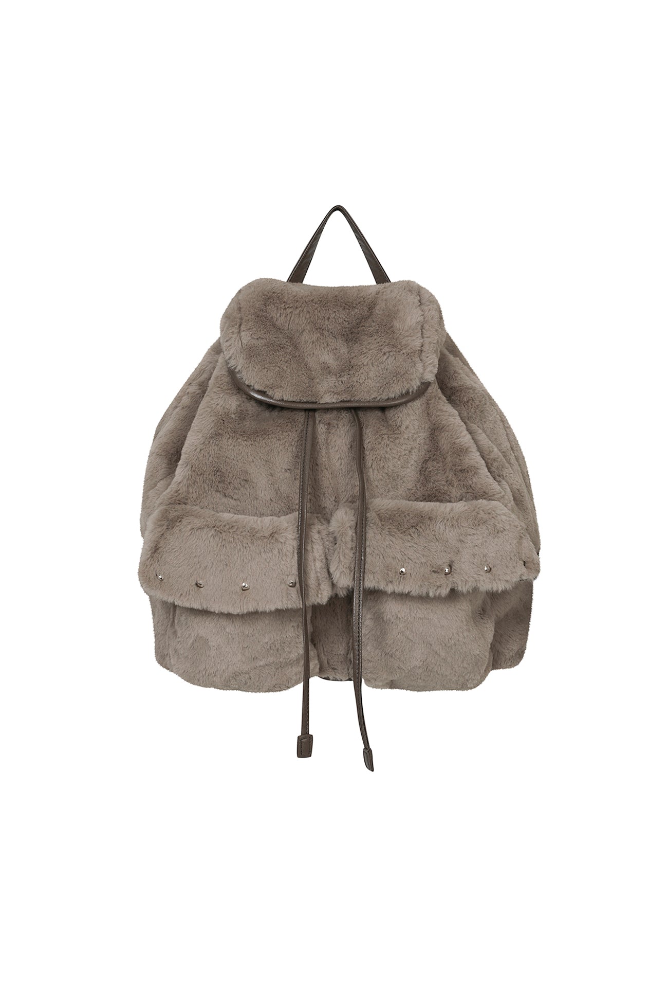 DEINET POM POM FUR BACKPACK IN MOCHA
