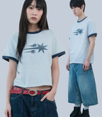 niceghostclub rush 3star basic ringer tee [light grey]