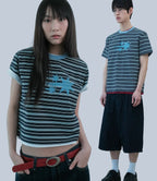 niceghostclub stripe 3star basic ringer tee [navy]