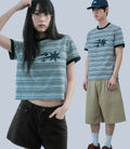 niceghostclub stripe 3star basic ringer tee [grey]