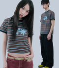 niceghostclub stripe 3star basic ringer tee [brown]