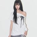Illigo LOVE ONE SHOULDER OVERFIT T-SHIRT - White