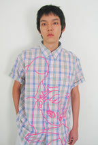 niceghostclub angel check big big half shirt [2colors]