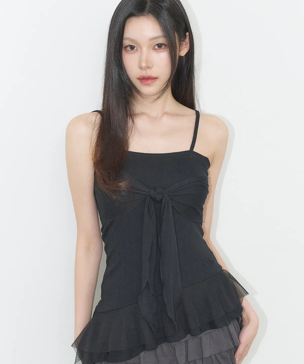 [ILLIGO] RIBBON TIE SLEEVELESS_3 COLORS