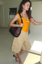 YEOMIM medium slash hobo bag (punching brown)