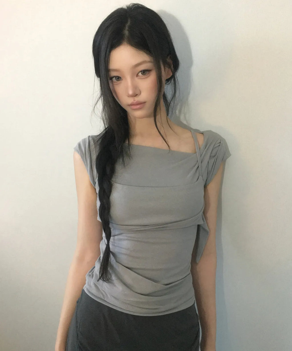 [FLAREUP] LAYERED BUSTIER T-SHIRT_4 COLORS