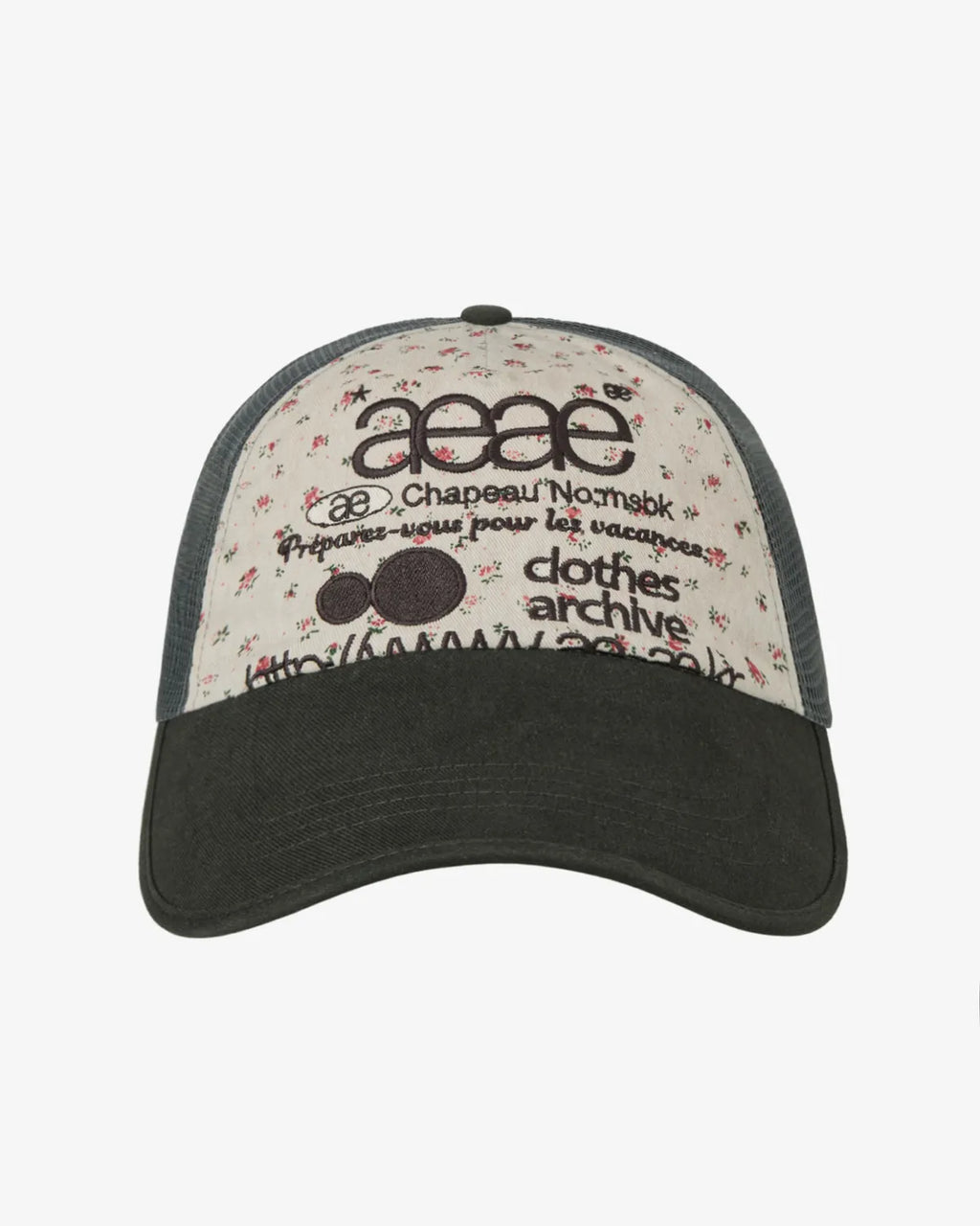 [AEAE] WEB LOGO FLOWER MESH CAP_2 COLORS