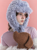 POESIEDAME KNOT EARFLAP HAT IN FURRY BLUE