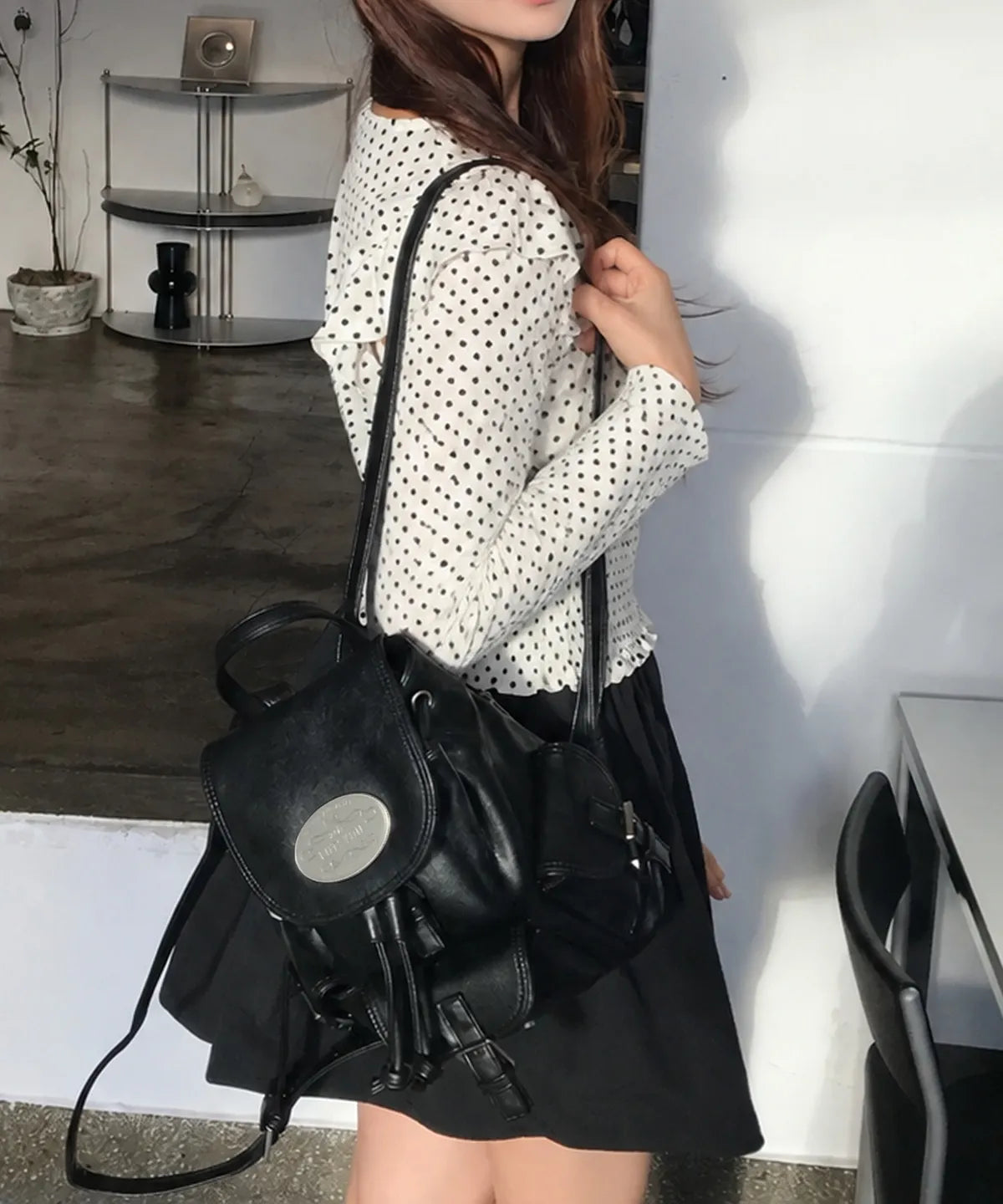 [lotsyou] Nostalgia Chubby ⭐️Non-Twinkle⭐️ Backpack - Leather Black (啞光款)